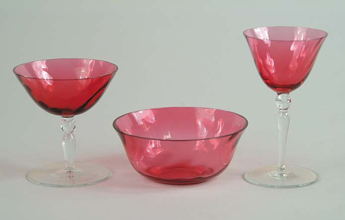 Appraisal: FIFTEEN PIECES OF CRANBERRY GLASS Grouping consists of six sherbets