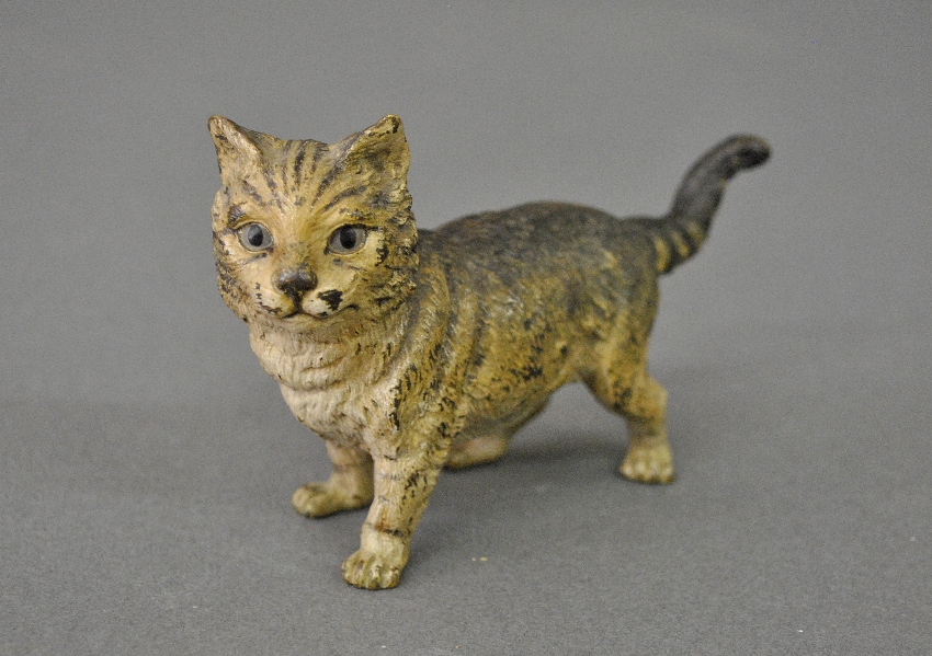 Appraisal: - Cold painted bronze cat probably Austrian h x w