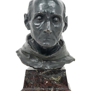 Appraisal: A Bronze Portrait Bust of a Monk th Century Height