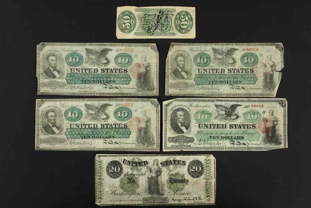 Appraisal: COLLECTION TH C US COUNTERFEIT BILLS - Including Feb Chittenden