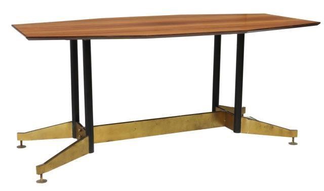 Appraisal: Italian mid-century modern teak table c s having elongated octagonal