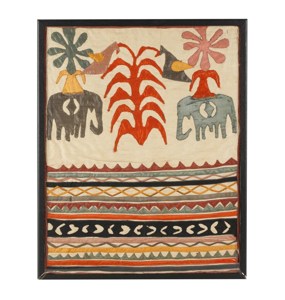 Appraisal: EAST INDIAN TEXTILEcolored silk applique on white cotton or silk