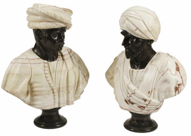 Appraisal: lot of Orientalist marble busts after Charles Henri Joseph Cordier