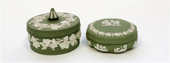 Appraisal: Sale Lot Two Wedgwood Jasperware Covered Boxes one floriform the