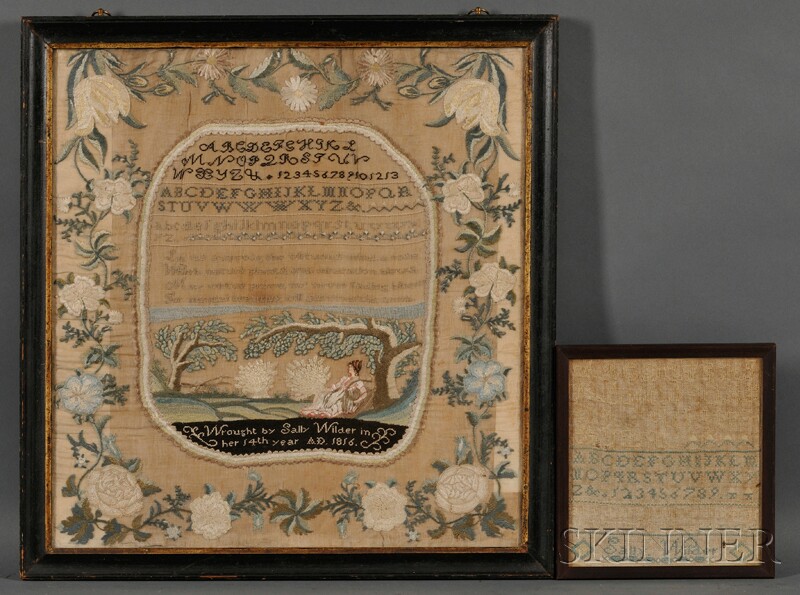 Appraisal: Two Needlework Samplers executed by Sally Wilder Leominster Massachusetts and