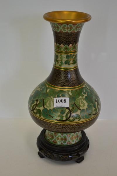 Appraisal: A CLOISONNE BOTTLE VASE ON STAND