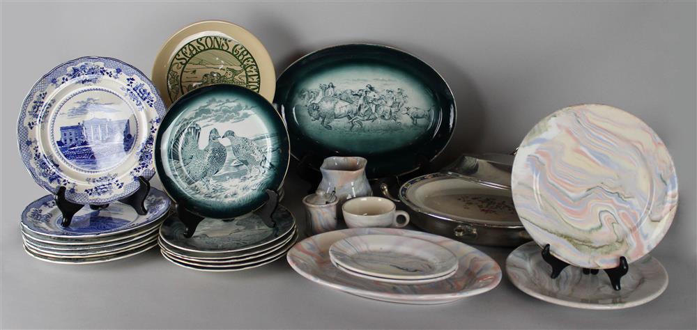 Appraisal: GROUP OF BUFFALO POTTERY CABINET PLATES including a green 'Buffalo