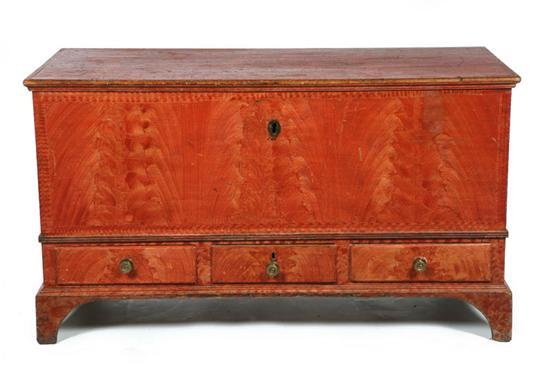 Appraisal: DECORATED BLANKET CHEST Lebanon County Pennsylvania early th century pine