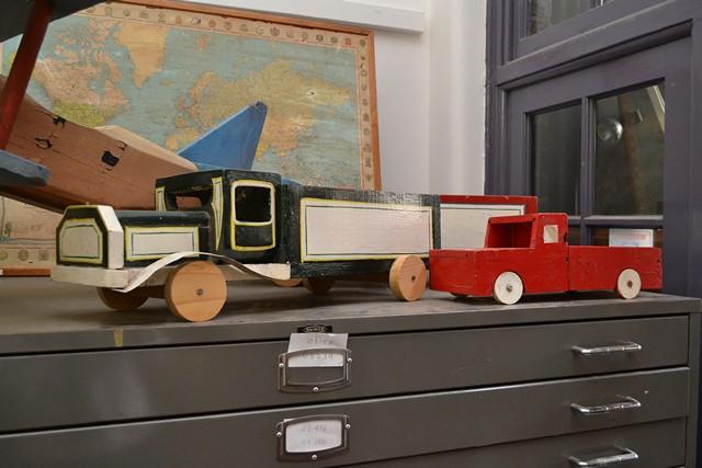 Appraisal: FIVE VINTAGE TIMBER PAINTED TOY TRUCKS FIVE VINTAGE TIMBER PAINTED