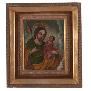 Appraisal: Spanish Colonial School painting Spanish Colonial School painting Spanish Colonial