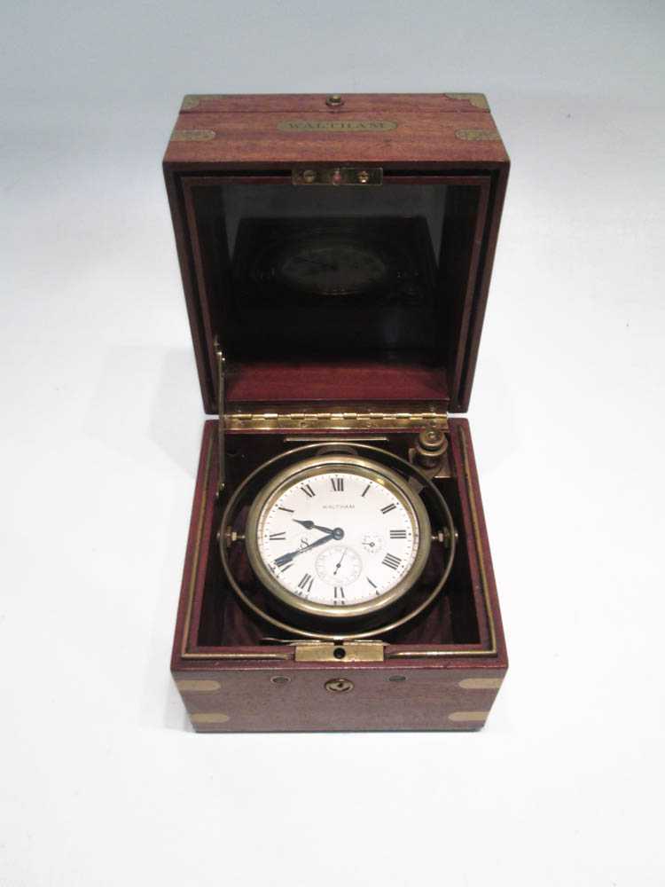 Appraisal: DOUBLE CASED MARINE CHRONOMETER BY WALTHAM model jewel size s