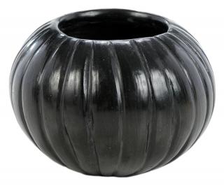 Appraisal: Sharon Garcia Black Glazed Seed Pot Santa Clara Pueblo blackware