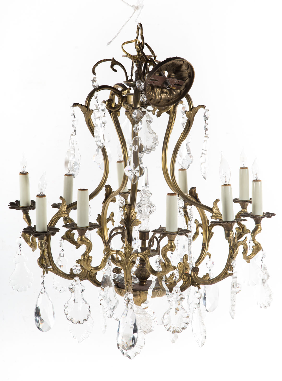 Appraisal: Louis XVI style brass and crystal chandelier -light brass chandelier