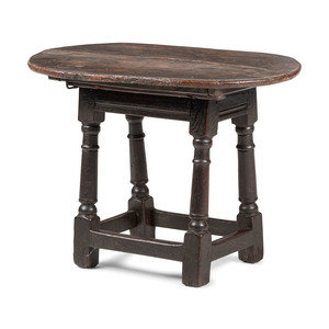 Appraisal: A William and Mary Turned Oak Slide-Top Tavern Table Stool