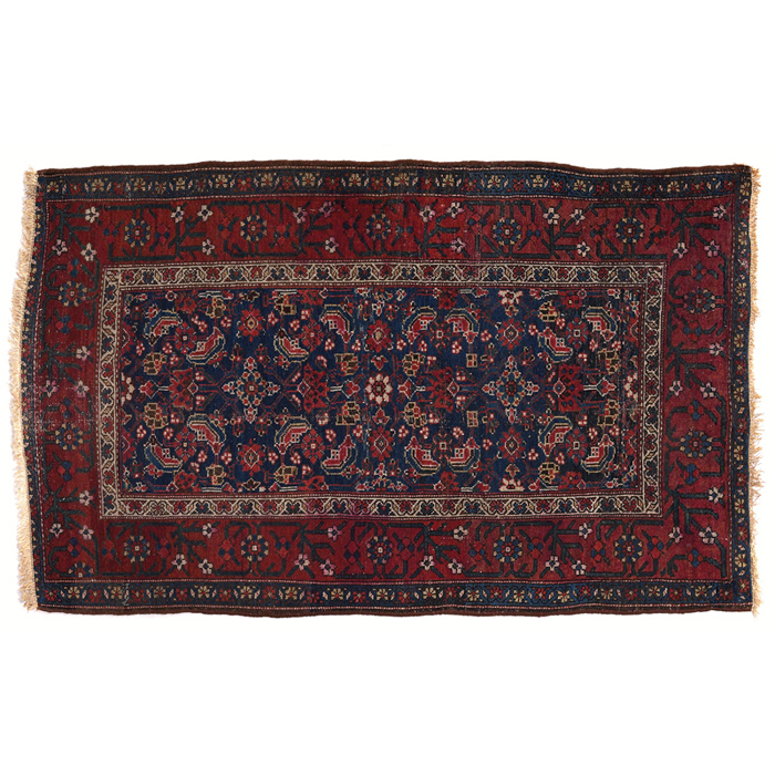 Appraisal: Hamadan rug c stylized floral design on a blue field