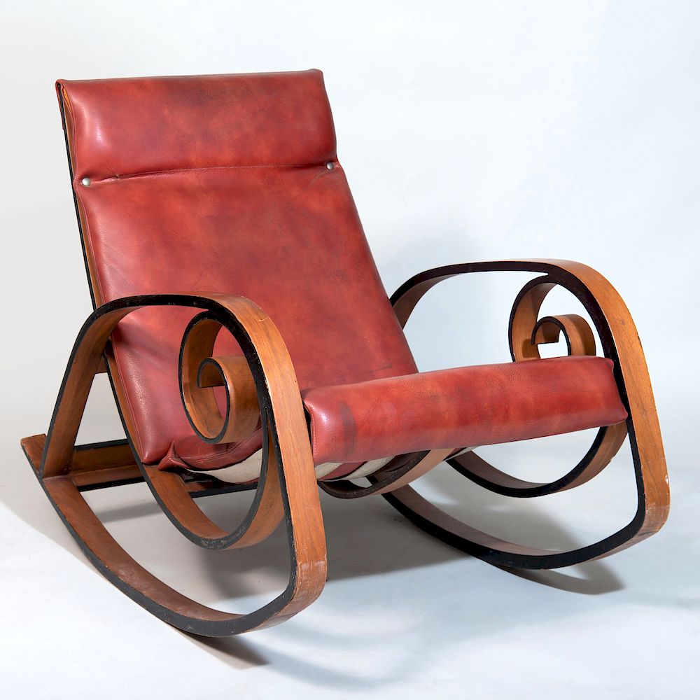 Appraisal: George Mulhauser Bentwood Rocker for Plycraft With leather upholstery x