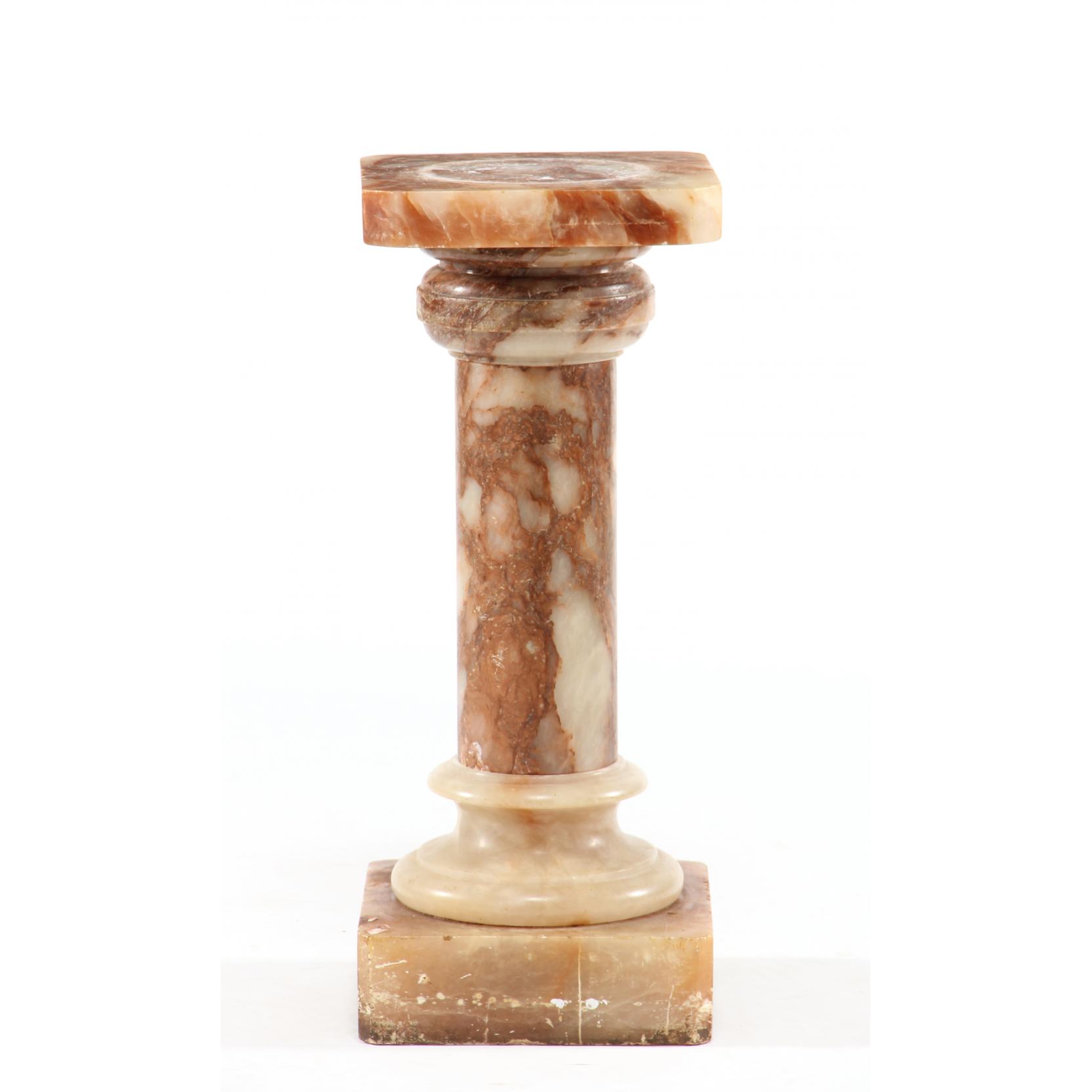 Appraisal: Red Veined Marble Display Pedestal th century columnar form in