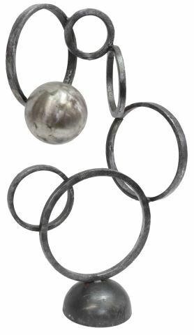 Appraisal: Contemporary steel sculpture Rings signed underfoot T Matthews Ted Matthews