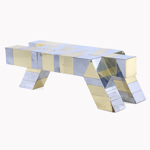 Appraisal: PAUL EVANS Cityscape quadruped-shaped coffee table A very rare Paul