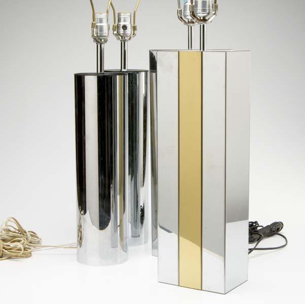 Appraisal: STYLE OF KARL SPRINGER Two pairs of chrome table lamps