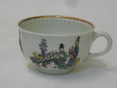 Appraisal: A WORCESTER PORCELAIN CHOCOLATE CUP c black printed and painted