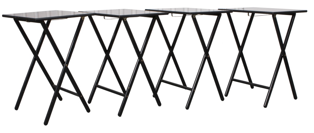 Appraisal: SET OF SCHEIBE FOLDING TV TABLES Set of four modern