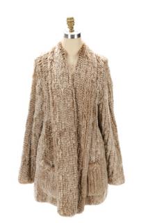 Appraisal: Cardigan Style Cream Brown Rabbit Fur Coat A ladies' brown