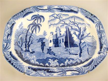 Appraisal: Davenport blue printed 'Chinese Ruins' pattern platter early th century