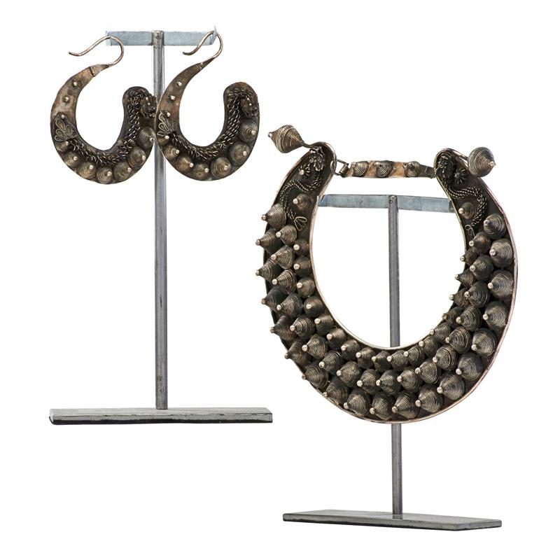 Appraisal: TIBETAN STYLE ORNAMENTAL JEWELRY Two One large metal bib and