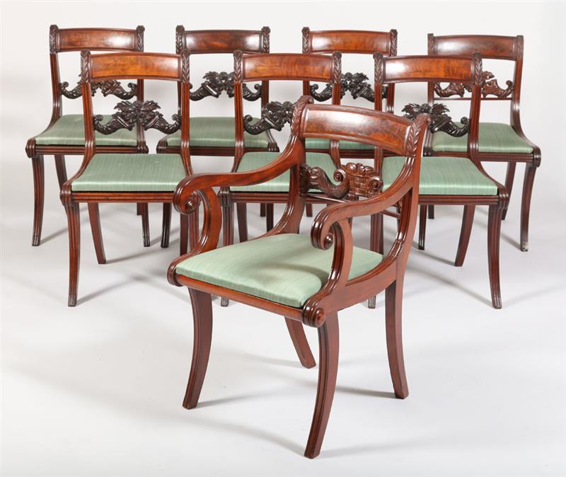 Appraisal: ASSEMBLED SET OF EIGHT CLASSICAL CARVED MAHOGANY CHAIRS IN THE