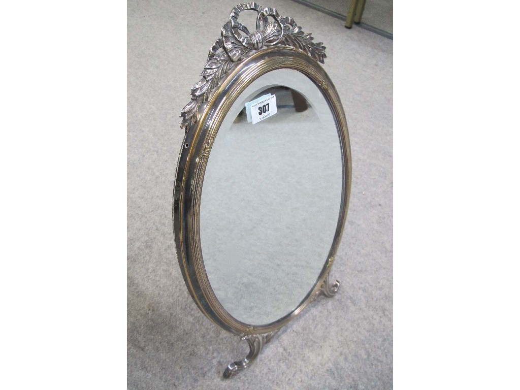 Appraisal: A WMF oval white metal easel mirror