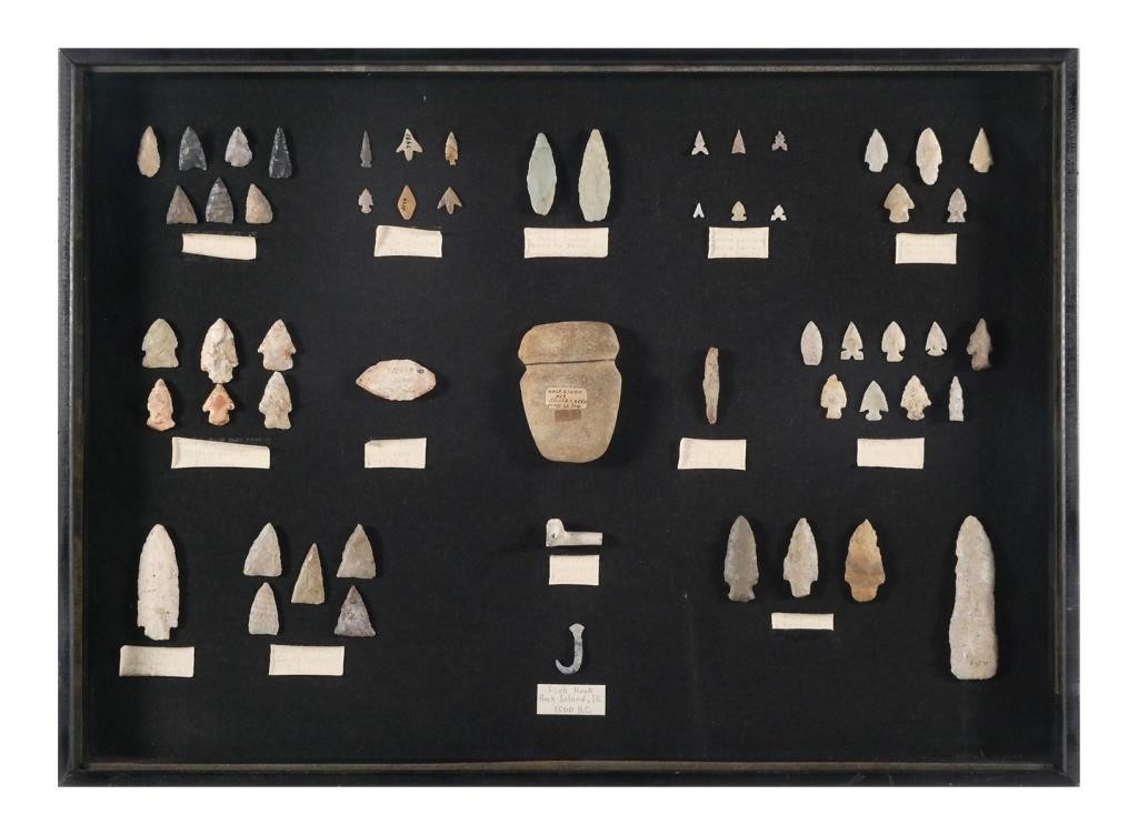 Appraisal: piece collection of Native American primitive artifacts including spearheads arrowheads