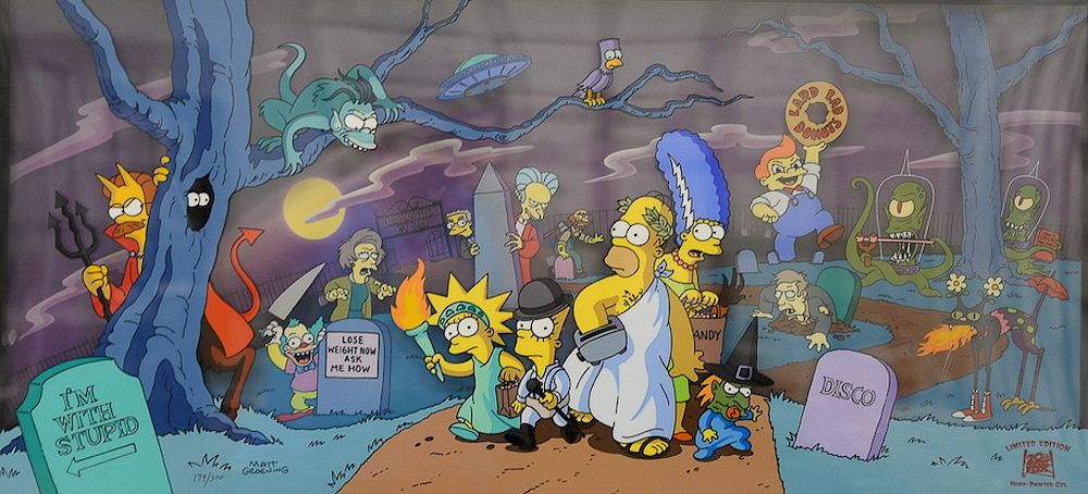 Appraisal: Matt Groening The Simpsons limited edition hand painted cell Treehouse