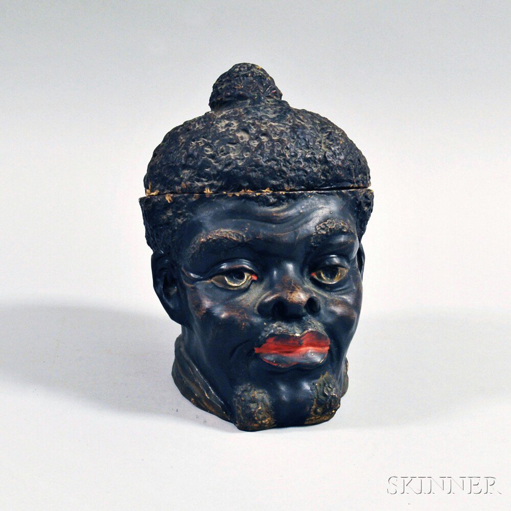 Appraisal: Figural Blackmoor Ceramic Tobacco Jar th century ht in Estimate