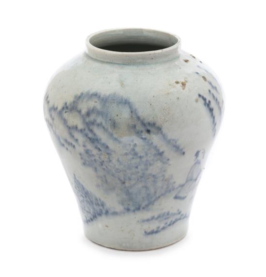 Appraisal: Sale Lot A Korean Blue and White Porcelain Jar joseon