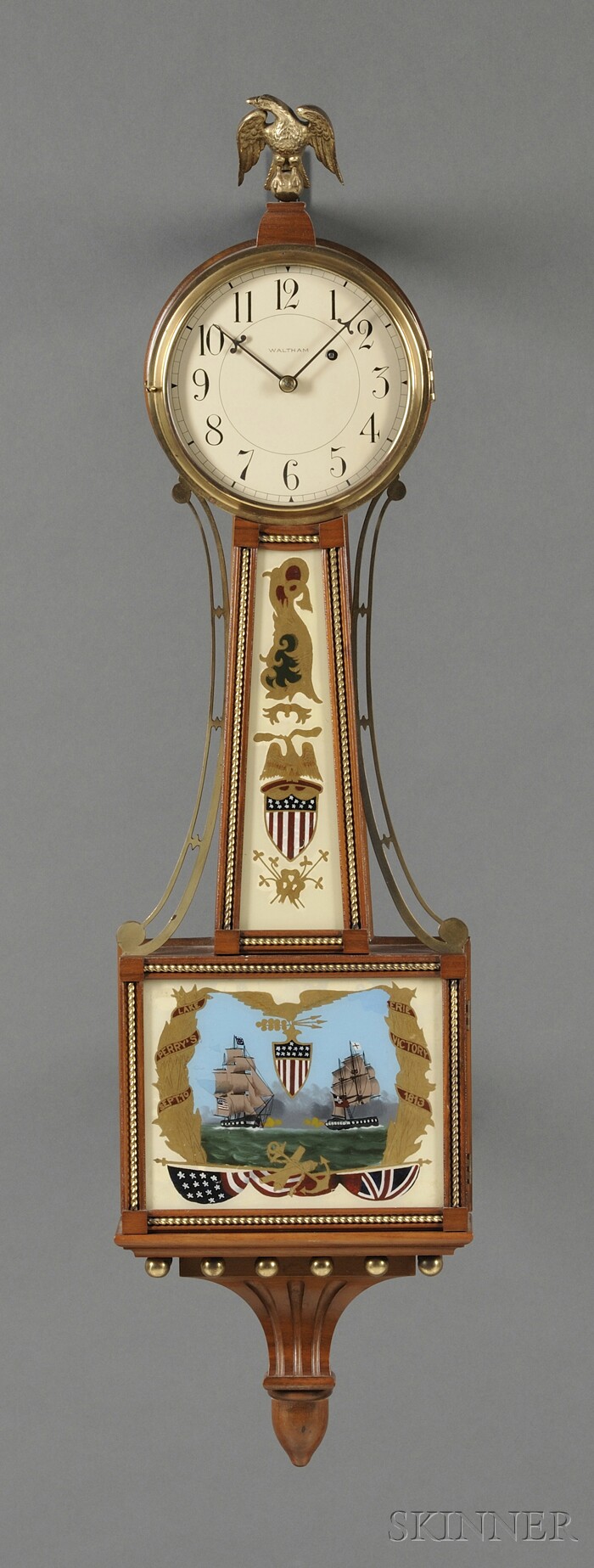 Appraisal: Waltham Mahogany Banjo Clock Waltham Massachusetts c with Arabic numeral