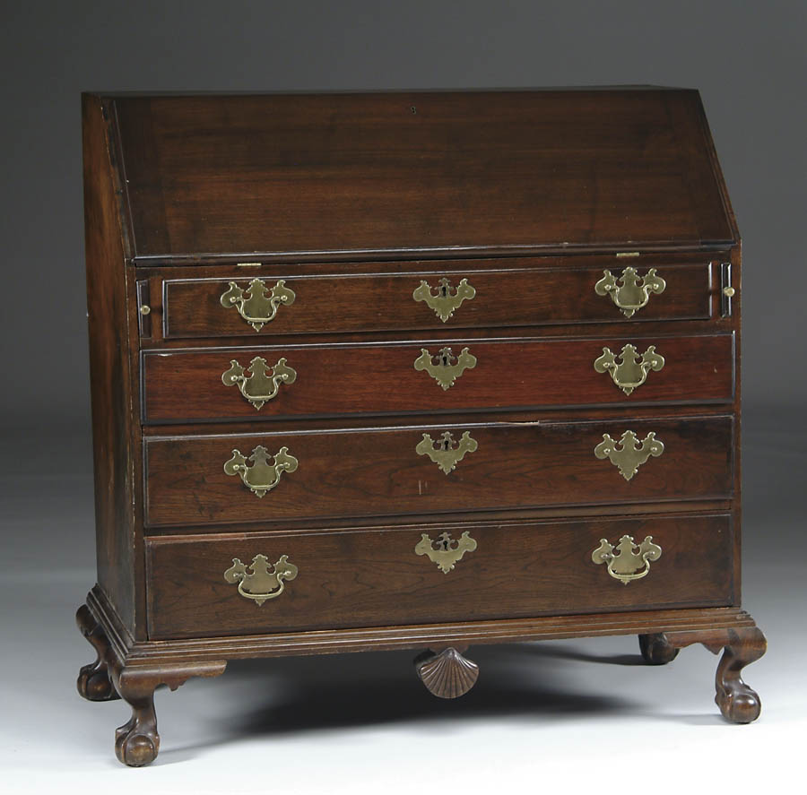 Appraisal: BALL AND CLAW FOOT CHIPPENDALE SLANT FRONT DESK Dovetailed case