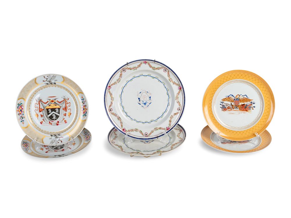 Appraisal: A Pair of Chinese Export Porcelain Armorial Dishes and Four