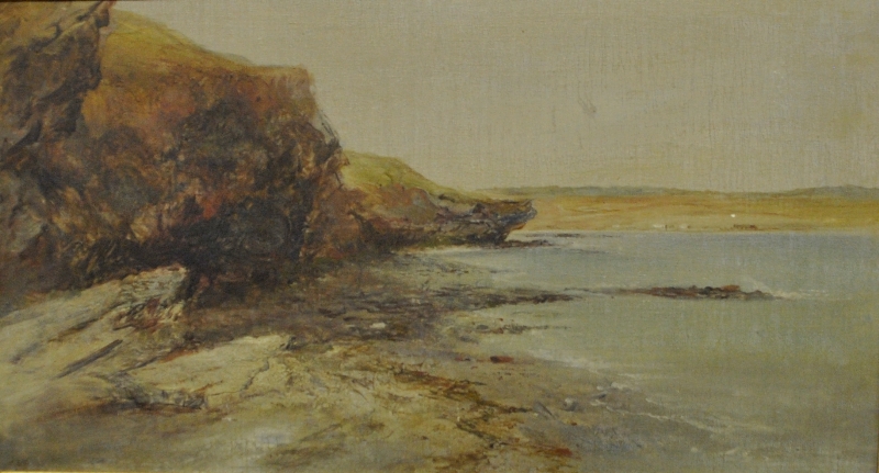 Appraisal: - Oil on board painting of a sandy beach with