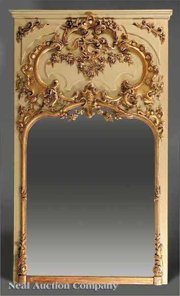 Appraisal: A French Painted Carved and Gilded Trumeau th c cr