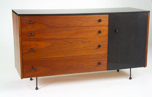 Appraisal: GRETA MAGNUSSON GROSSMAN Walnut and black laminate cabinet with ebonized