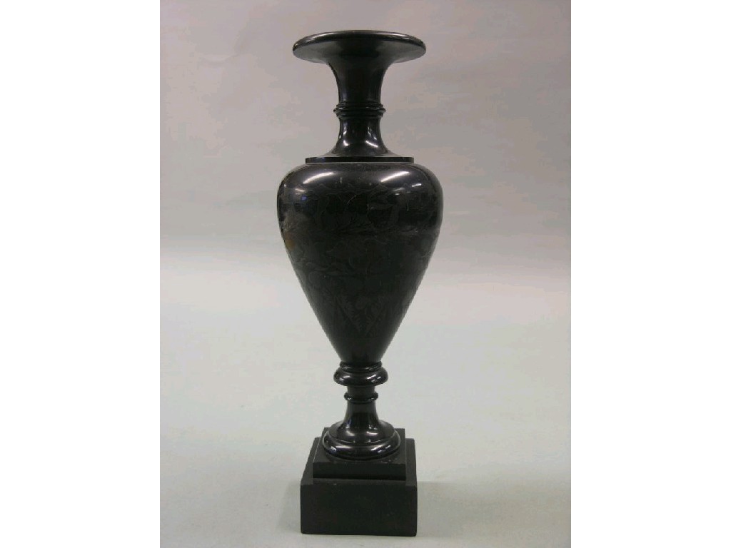 Appraisal: A th century turned black marble urn baluster-shape with engraved