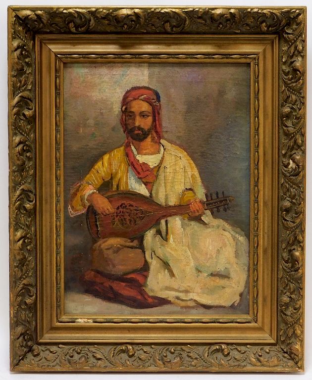 Appraisal: C American Orientalist Painting of an Arab Man United States