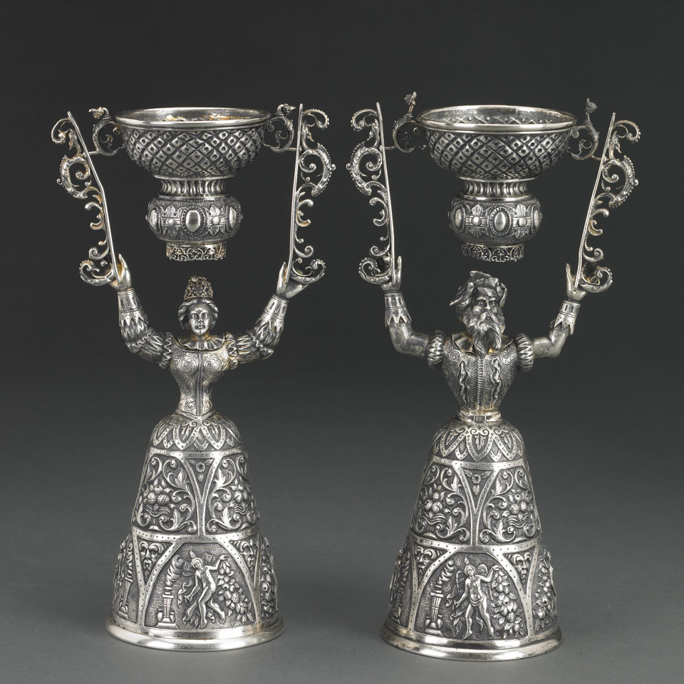 Appraisal: Pair of German Silver Wager Cups Neresheimer Rauch Co Hanau