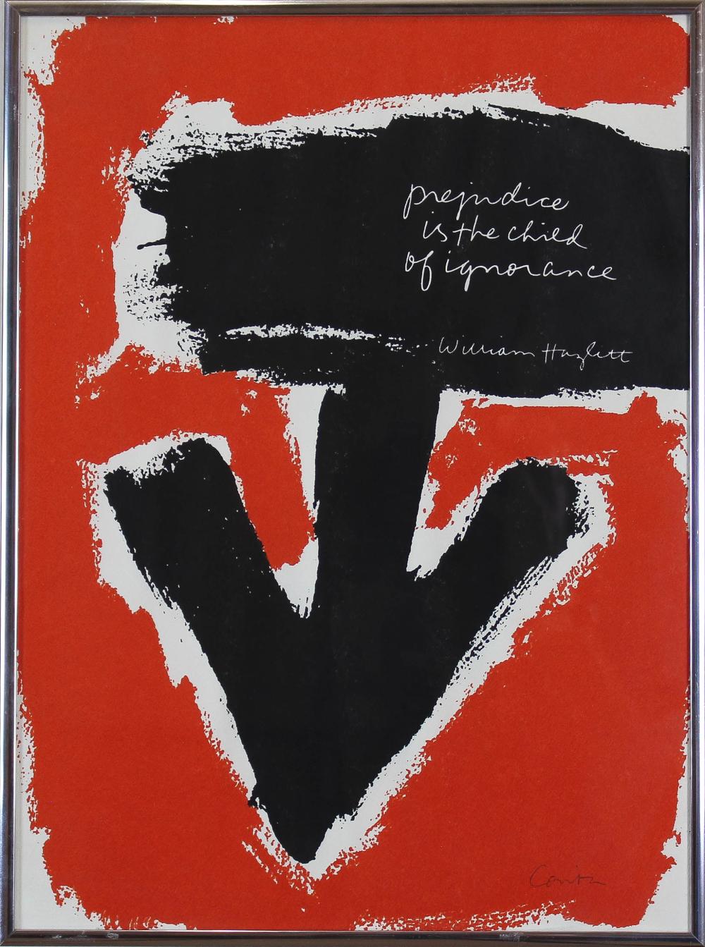 Appraisal: SISTER MARY CORITA KENT American - serigraph Prejudice is the