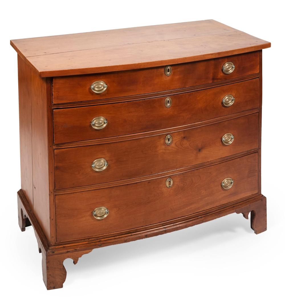 Appraisal: CHIPPENDALE BOWFRONT BUREAU TH CENTURY HEIGHT WIDTH DEPTH CHIPPENDALE BOWFRONT