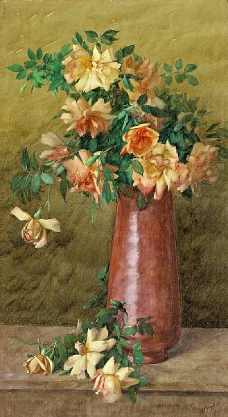 Appraisal: Albert Robert Valentien American - A vase of roses signed