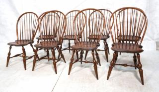 Appraisal: Set D R DIMES Hand Made Cherry Windsor Chairs Fiddle