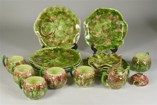 Appraisal: Jamieson's California Pottery Luncheon Set Mottled dark green and red