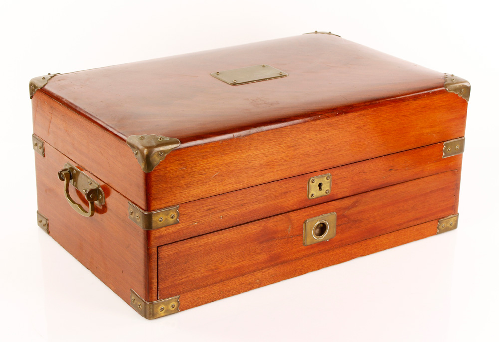 Appraisal: - Mahogany Silver Box Silver box mahogany and brass '